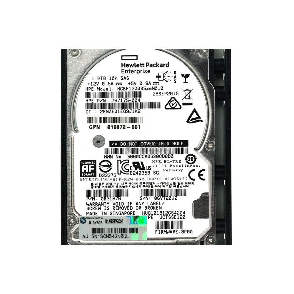 810759-001 HPE HDD 1.2TB 10K SAS 12G 2.5" SFF HOT-SWAP 3PAR STORESERV